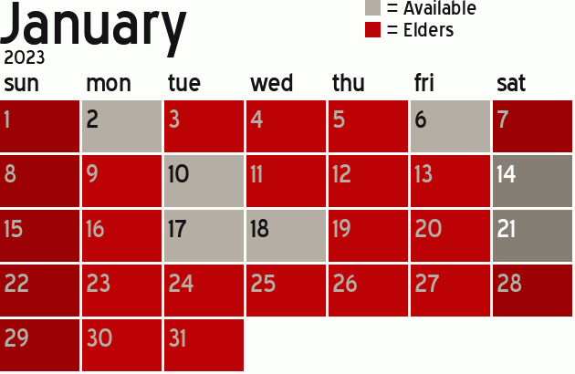 Missionary Dinner Calendar