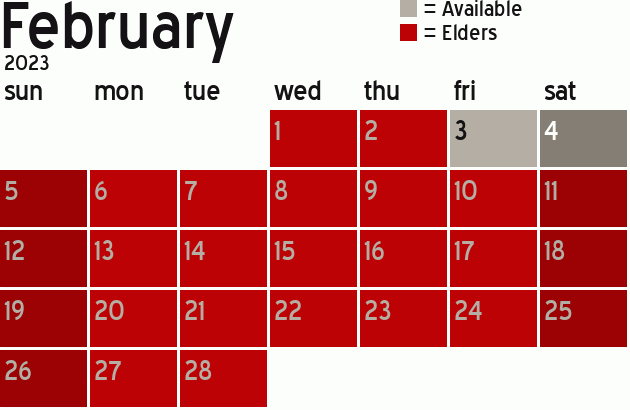 Missionary Dinner Calendar
