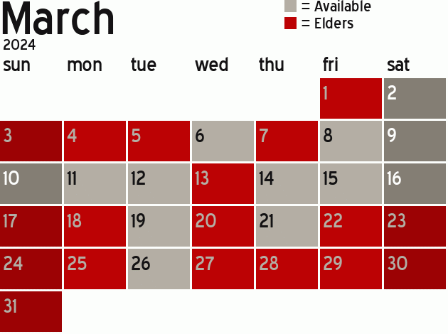 Missionary Dinner Calendar