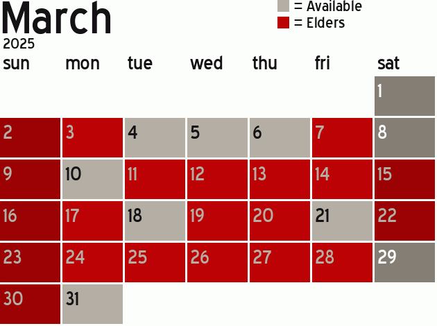 Missionary Dinner Calendar