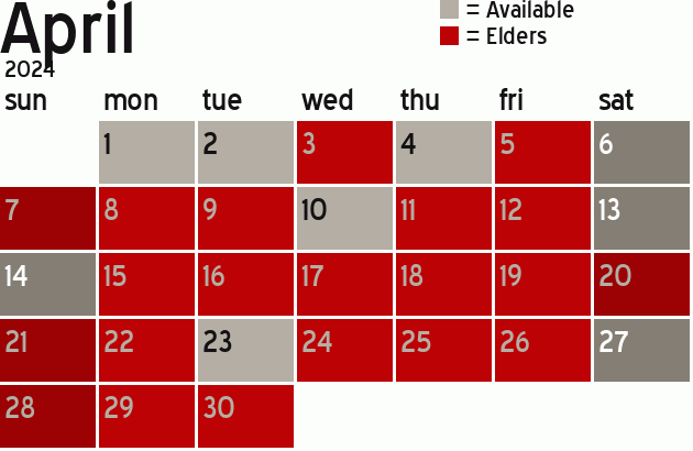 Missionary Dinner Calendar
