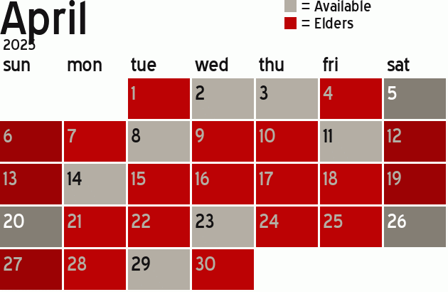 Missionary Dinner Calendar