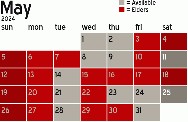 Missionary Dinner Calendar