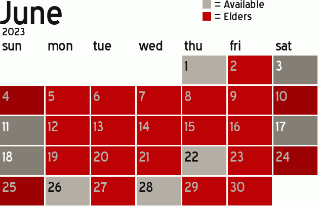 Missionary Dinner Calendar