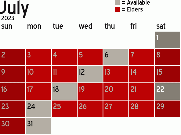 Missionary Dinner Calendar