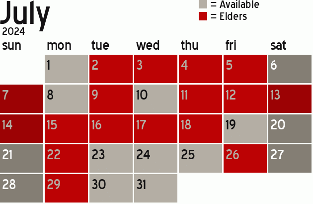 Missionary Dinner Calendar