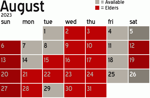 Missionary Dinner Calendar