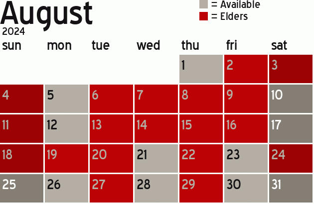 Missionary Dinner Calendar
