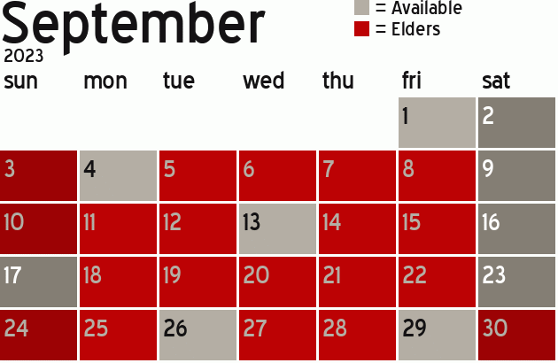Missionary Dinner Calendar