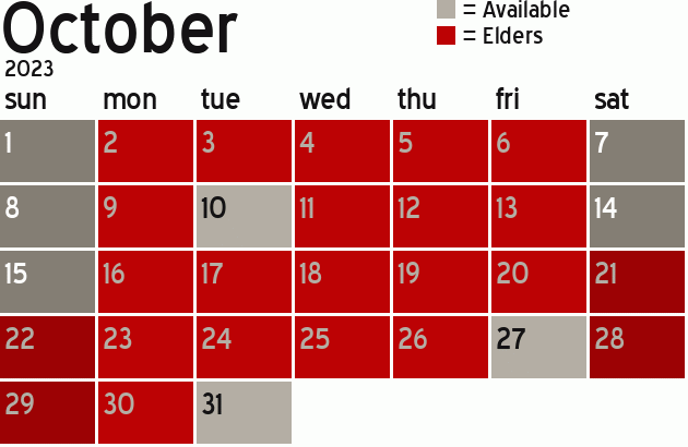 Missionary Dinner Calendar