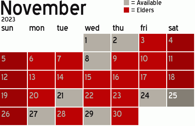 Missionary Dinner Calendar