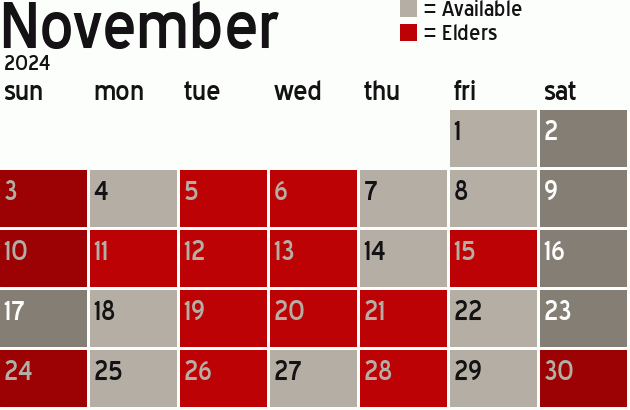Missionary Dinner Calendar
