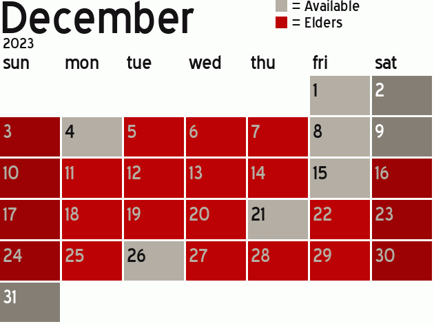 Missionary Dinner Calendar