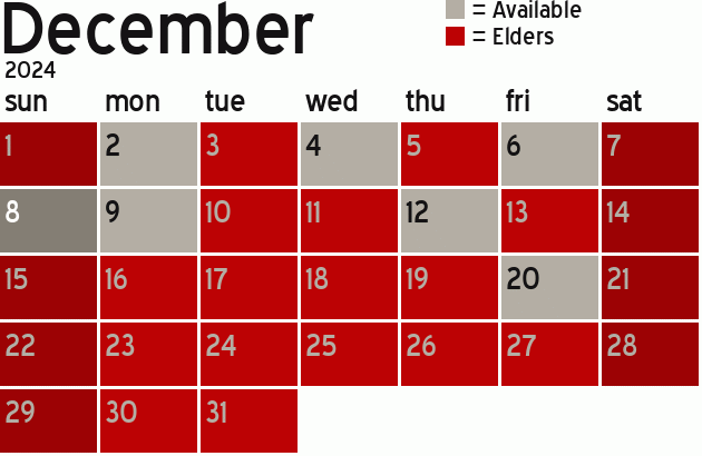 Missionary Dinner Calendar